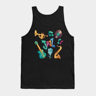 Jazz Day Illustration Instruments Tank Top